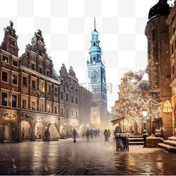 报广地产报版图片_波兰波兹南圣诞夜老城老市场广场