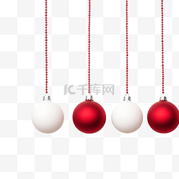 红色和白色哑光圣诞小玩意装饰，