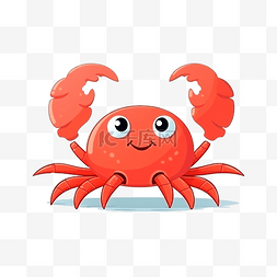 红眼睛眼睛图片_可爱的红蟹海洋动物插画