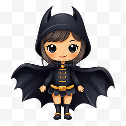 万圣节穿着蝙蝠服装的女孩 穿着