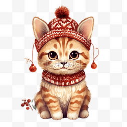 可爱的喇叭图片_可爱的小猫穿着圣诞毛衣和鹿头带