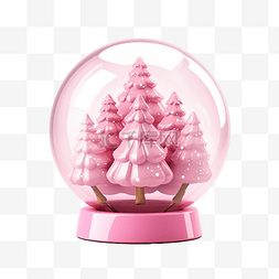 圣诞快乐 3d 粉红色圣诞树在玻璃