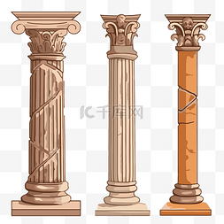 柱剪贴画希腊风格插画卡通中的各