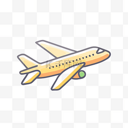 天空中一架黄色飞机的图画 向量