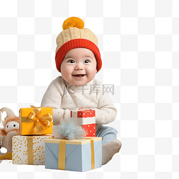 可爱婴儿装饰图片_圣诞节装饰的房间里有玩具的可爱
