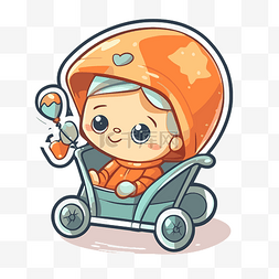 婴儿车里的婴儿图片_婴儿车里的卡通婴儿 向量