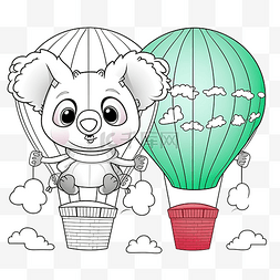 卡通大图片图片_热气球上有可爱的考拉的孩子们的