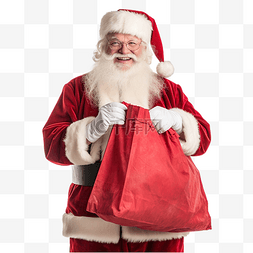 年迈的圣诞老人背着装满圣诞礼物