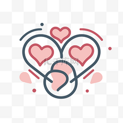 有两颗心的心，形状为心形心形图