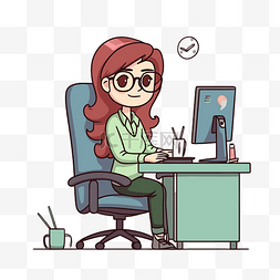 一个女人使用她的电脑的实习生剪