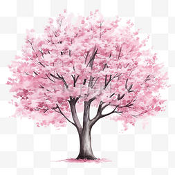 树粉色图片_粉红色的水彩树