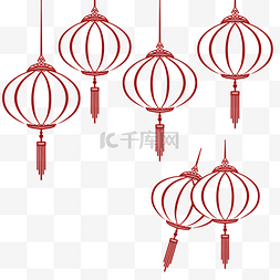 新年灯笼图案图片_中国风格红色剪纸灯笼新春快乐镂