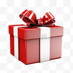 一个系着白丝带的红色礼品盒