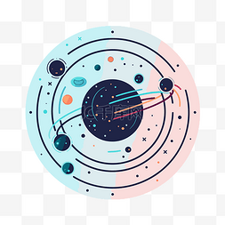 具有类行星轨道的彩色圆形轨道中