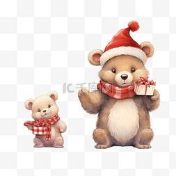 卡通圣诞牌子图片_圣诞快乐，可爱的熊举着空白的牌