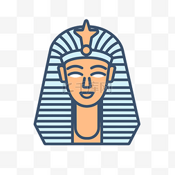 埃及风格图标图片_埃及法老头的线条风格插图 向量