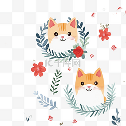 猫和花环图案