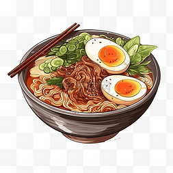 一碗白面条图片_拉面日本食物插画