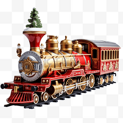 圣诞节火车素材图片_圣诞火车载着圣诞树玩具机车度假