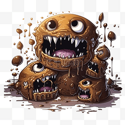 烘焙店图片_令人毛骨悚然的饼干怪物巧克力蛋