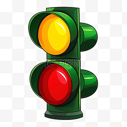 红绿灯透明素材图片_交通灯以卡通风格红灯高于绿色和