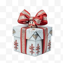 红色节日庆典图片_手工制作时尚圣诞礼盒，礼盒系着