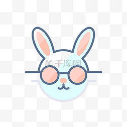 脸上戴着眼镜的兔子标志 向量