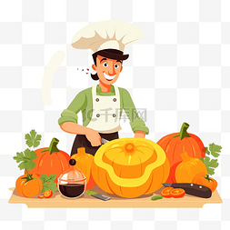 秋季蔬菜健康素食厨师在厨房准备