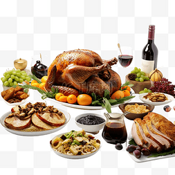 感恩节晚餐，包括美味的火鸡和其