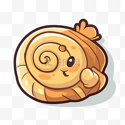 可爱的蜗牛图标卡通人物，脸上带