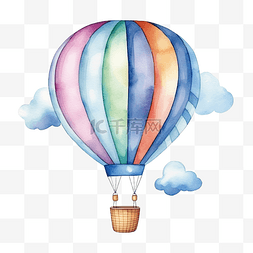 水彩气球旅行剪贴画