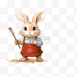兔子畫图片_彩色书兔子或拿着画笔的兔子画家