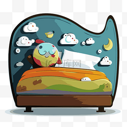 免费云彩png图片_卡通床与熟睡的动物和云彩剪贴画