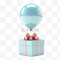 娱乐许可证图片_3d 渲染气球与隔离礼品盒