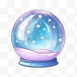 空雪地球魔法球彩色插画