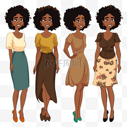 卡通的美国妇女图片_非裔美国妇女 向量
