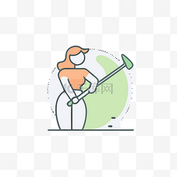 打高尔夫球图标的女人 向量