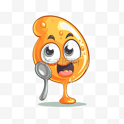 汤匙剪贴画卡通橙色果冻勺以橙色