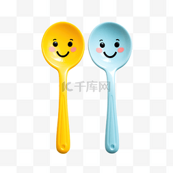 蓝色叉子图片_可爱的勺子和叉子玩具