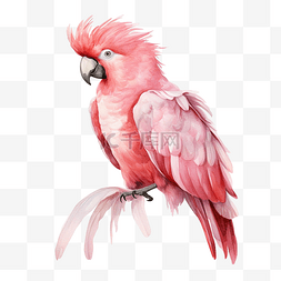 水彩粉色凤头鹦鹉鸟图