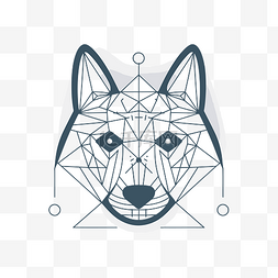 正面狼的素材图片_矢量狼脸抽象几何设计抽象插图