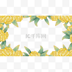 春天的叶子图片_山茶花水彩花卉装饰边框