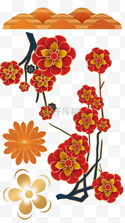 中国新年春节组图竖图花朵