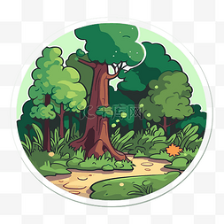 森林小径图片_带有森林小径和树木隔离图标设计