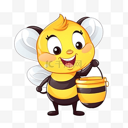卡通可爱蜜蜂提着蜜罐