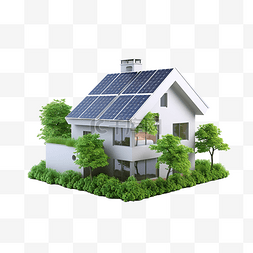 绿色生态友好房屋概念与太阳能电