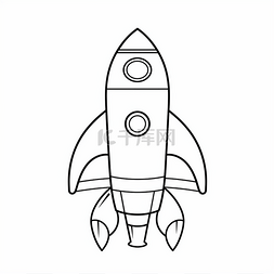 儿童太空图片_在黑白概述的太空火箭