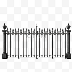 栅栏大门图片_写实风格的金属丝围栏和大门