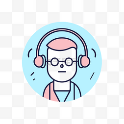 耳机标志图片_一个戴着眼镜和耳机的男人的标志