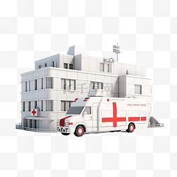 现代医院建筑医疗服务救护车上医